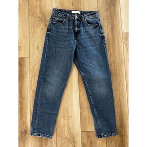 Zara Mom Fit Jeans Womens 8 Medium Wash High Rise Tapered 80s 90s Vintage Denim